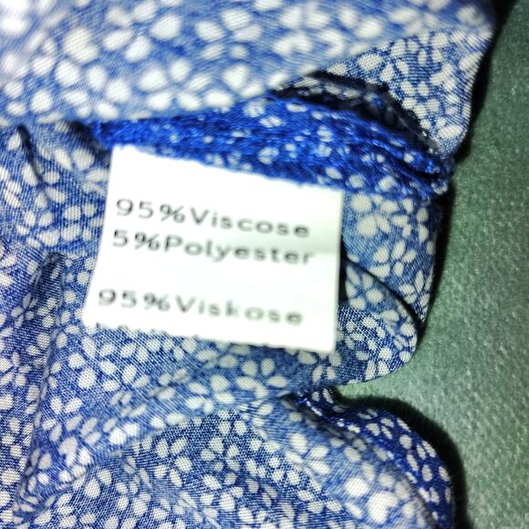 Smocked Blue Maxi Dress with White Floral Print & Side Slits – Kancy Kole, Sz SM - Picture 11 of 11